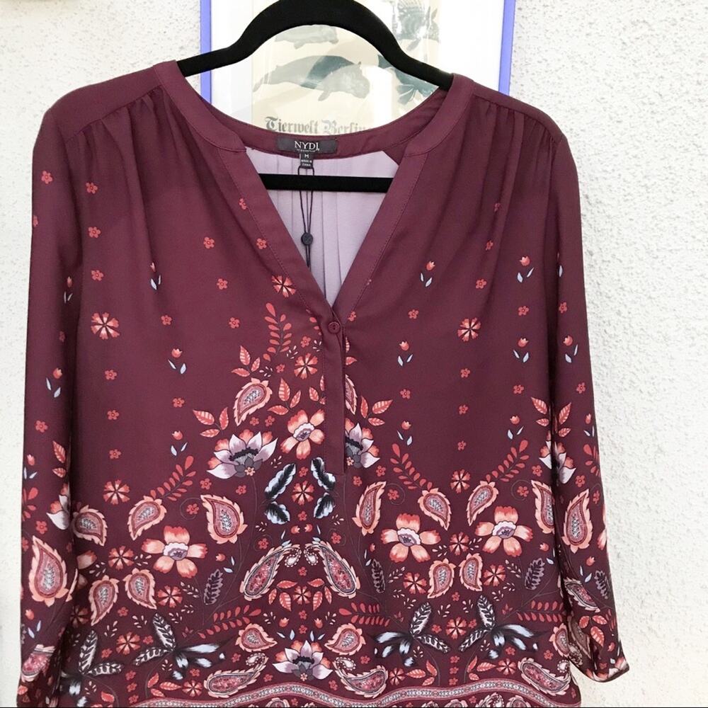 NYDJ Perfect Paisley Floral Blouse - Picture 2 of 3